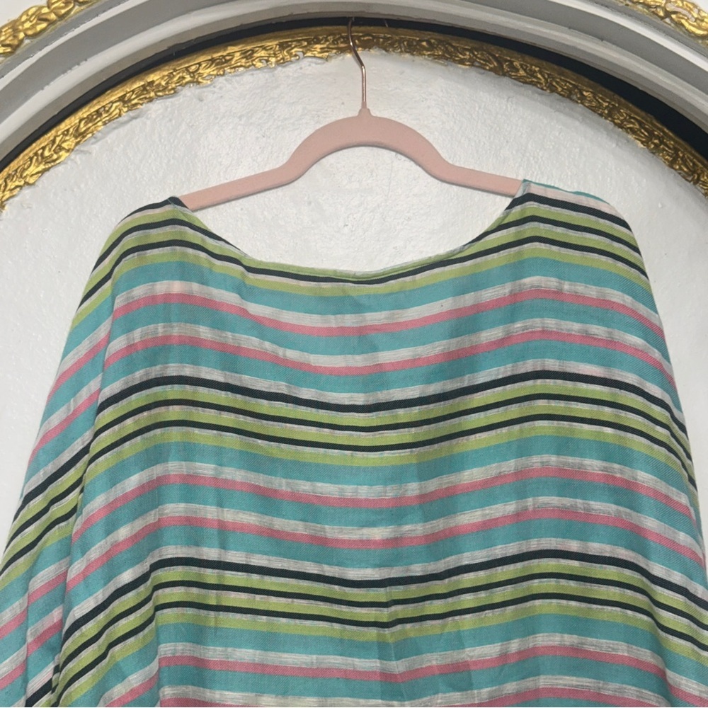 Echo Striped Cotton Linen Oversized Poncho Top S/M - Picture 6 of 8